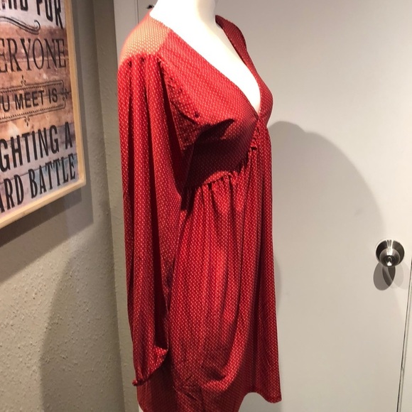 Sacred Threads Red Babydoll Dress with Plunge Neckline - Picture 3 of 14